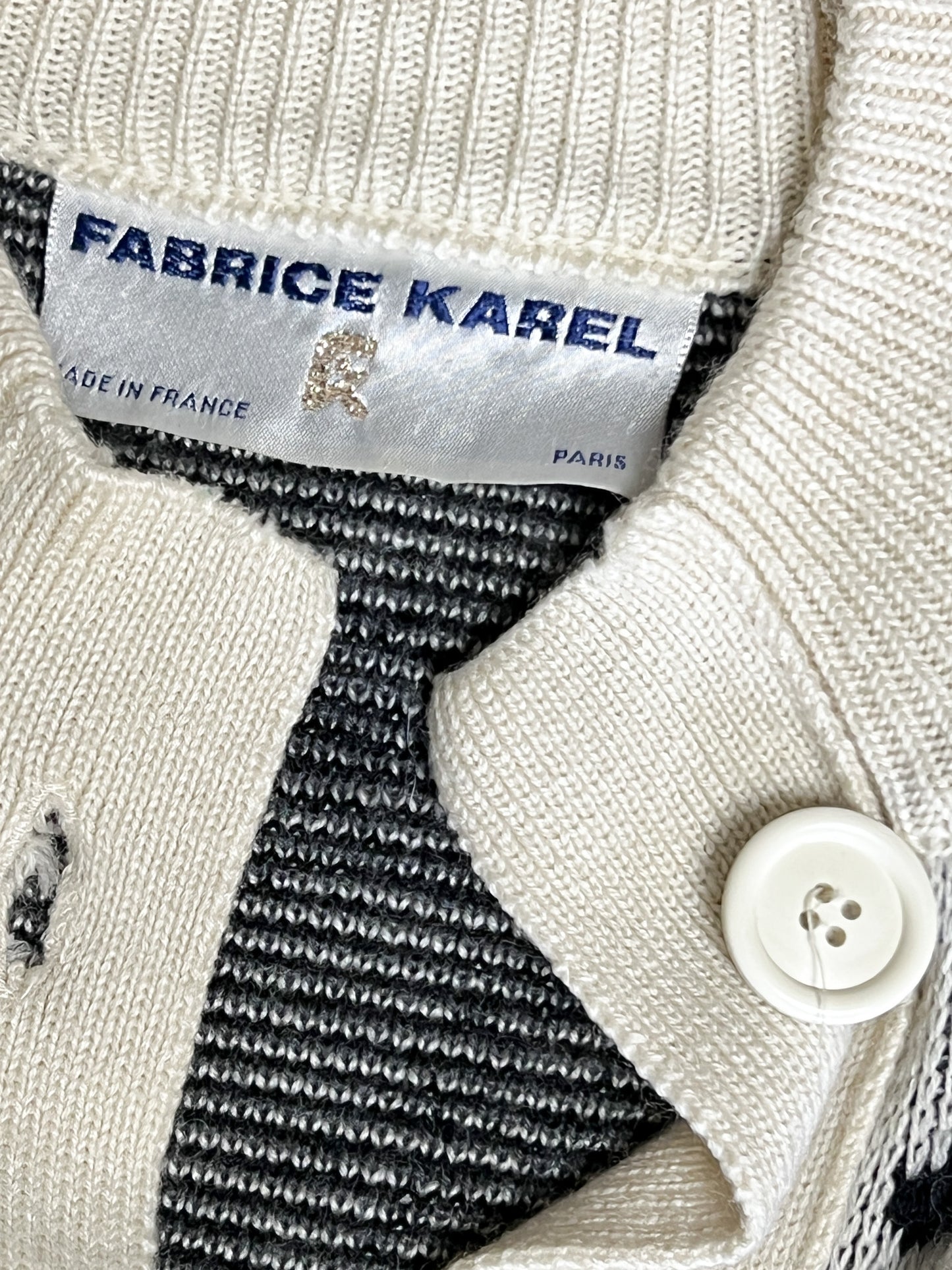 Cardigan Long Vintage années 80 "Galaxie" - Laine - Fabrice Karel - Taille 38 à 42
