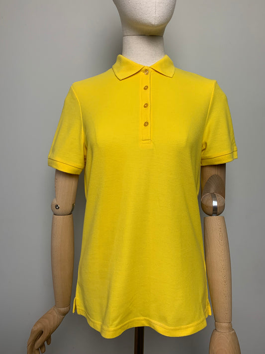 Polo femme manches courtes en coton jaune vintage Damart