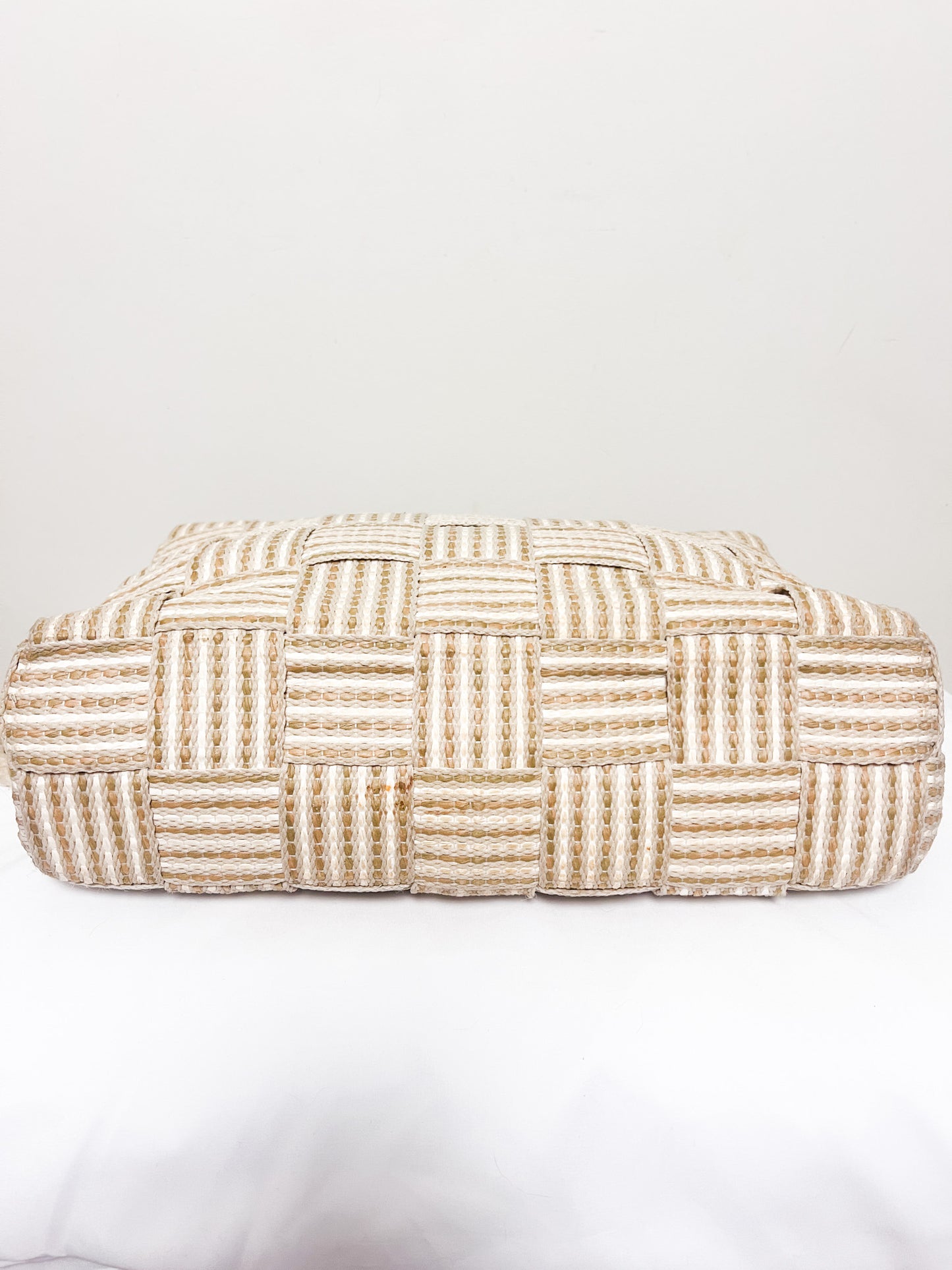 Sac Vintage Années 90 en Raphia Tressé - Anse Effet Bois - Porté Main & Bandoulière