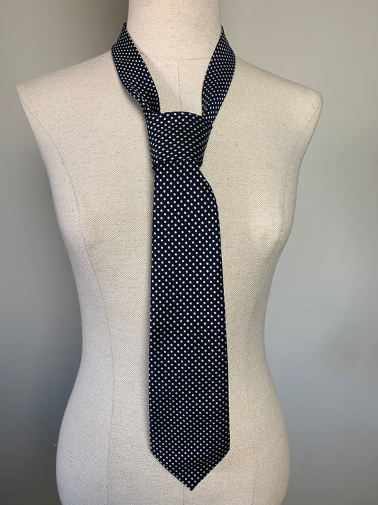 Cravate noire à pois blancs vintage