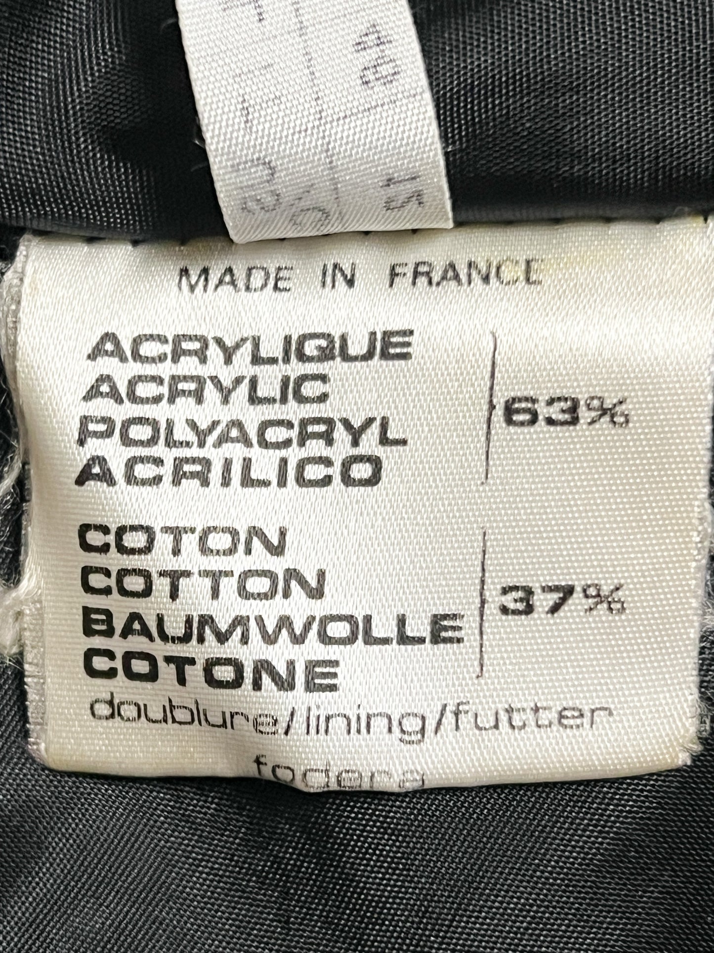 Manteau Court Fausse Fourrure Noir Gris Vintage Années 80 - Paris Mode - Made in France - T. 40/42