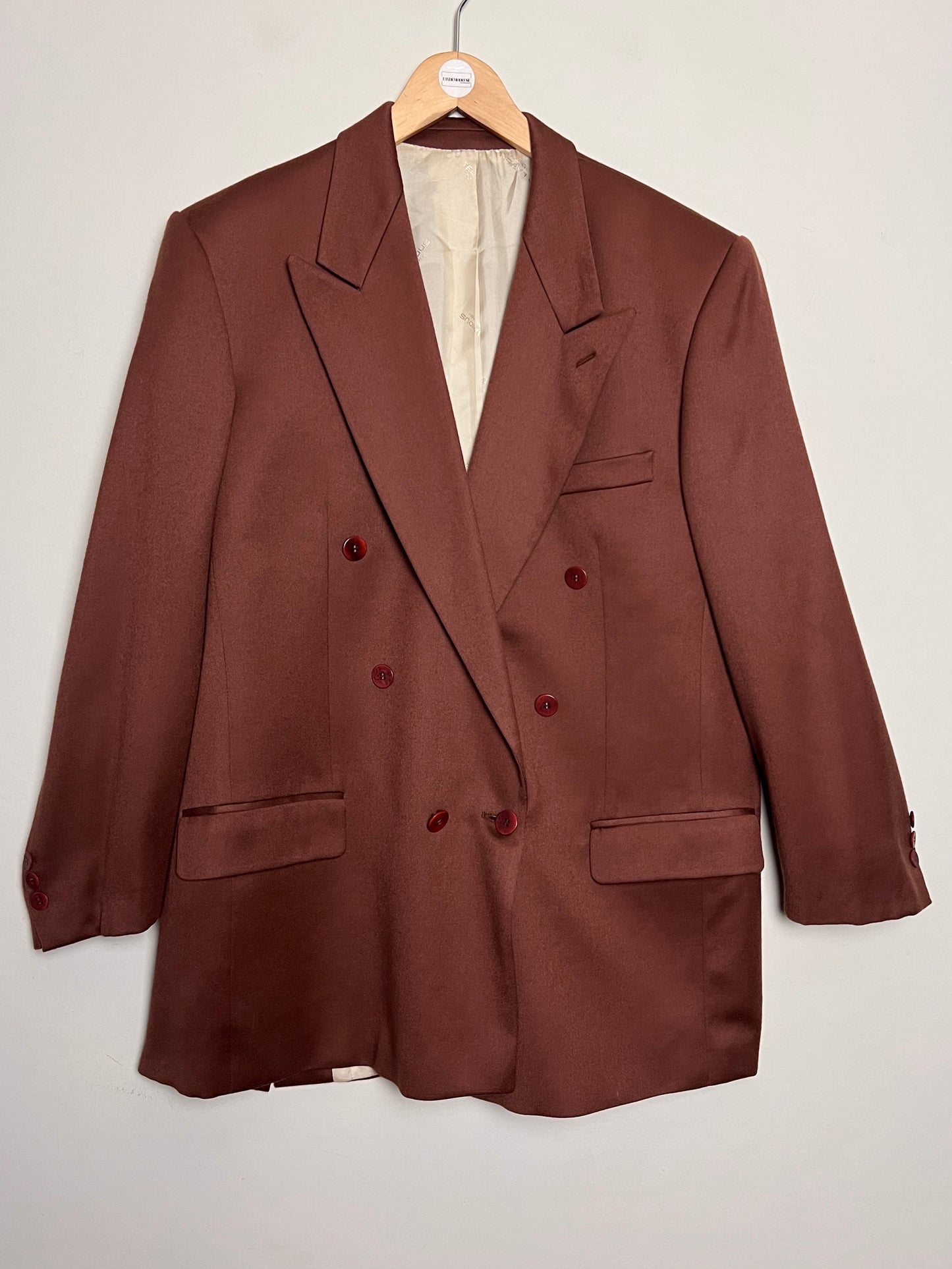 Blazer Vintage Années 70/80 Ted Lapidus – marron- 100% Laine Vierge Woolmark - T. 52 (L/XL)