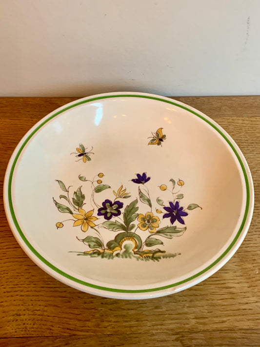 Assiette à dessert modèle « nappe » vert Moulin des loups faïence de Gien Moustiers