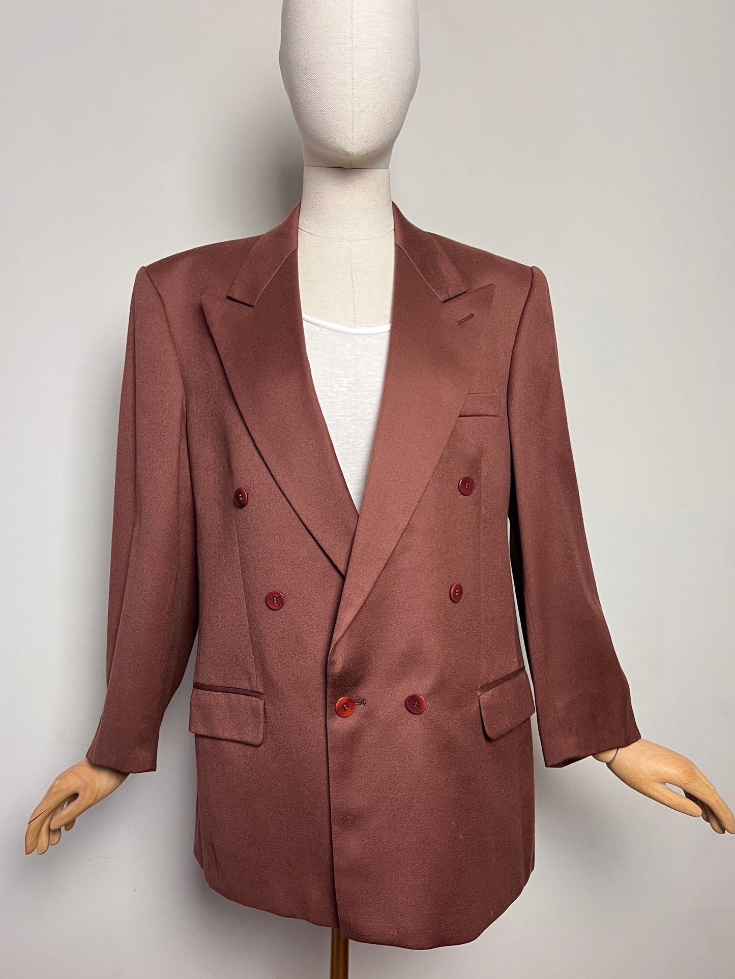 Blazer Vintage Années 70/80 Ted Lapidus – marron- 100% Laine Vierge Woolmark - T. 52 (L/XL)