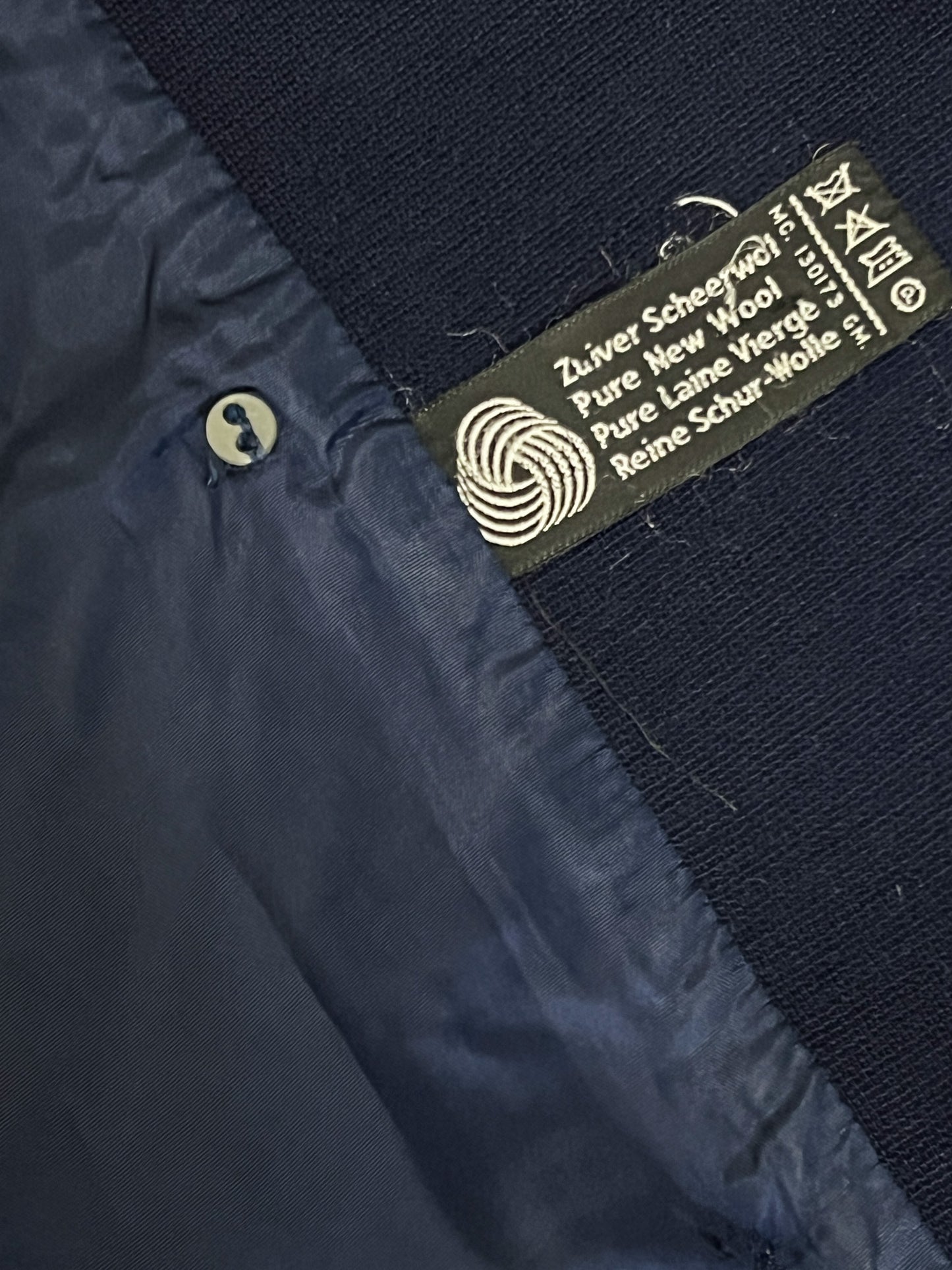 Manteau Court Vintage Années 70 Marine - 100% Pure Laine Vierge - Boutons Argentés - T. 38/40