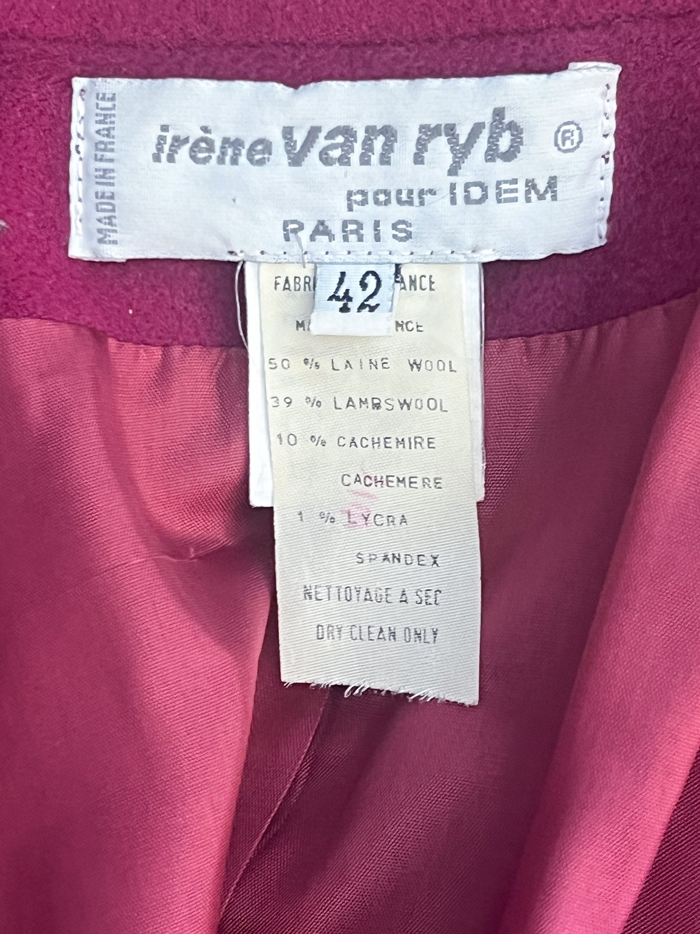 Manteau Vintage Irène Van Ryb en Laine et Cachemire - Bordeaux - T. 42