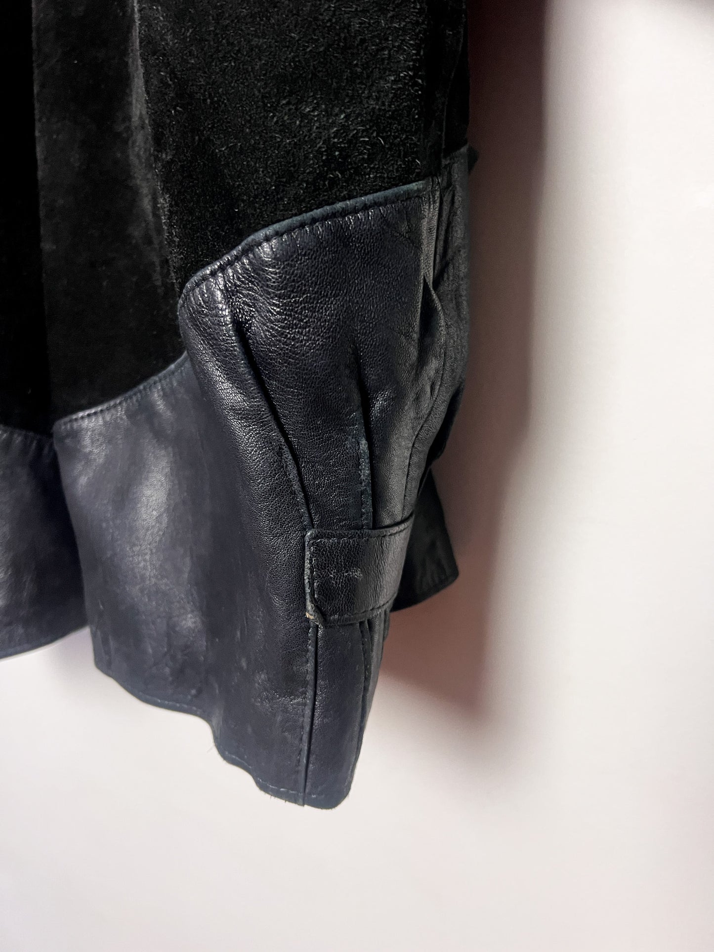 Manteau Cuir Vintage Années 80/90 -Noir- Oversize & Chauve-Souris - Roman Quovadis - T. L/XL
