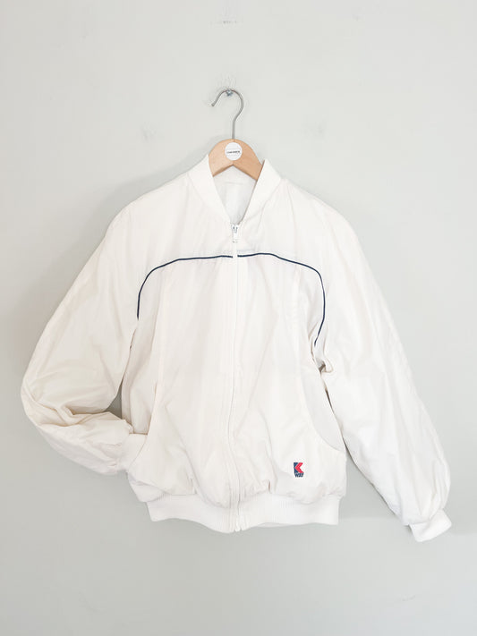 Blouson bomber réversible K-Way vintage années 80 blanc— Taille 36