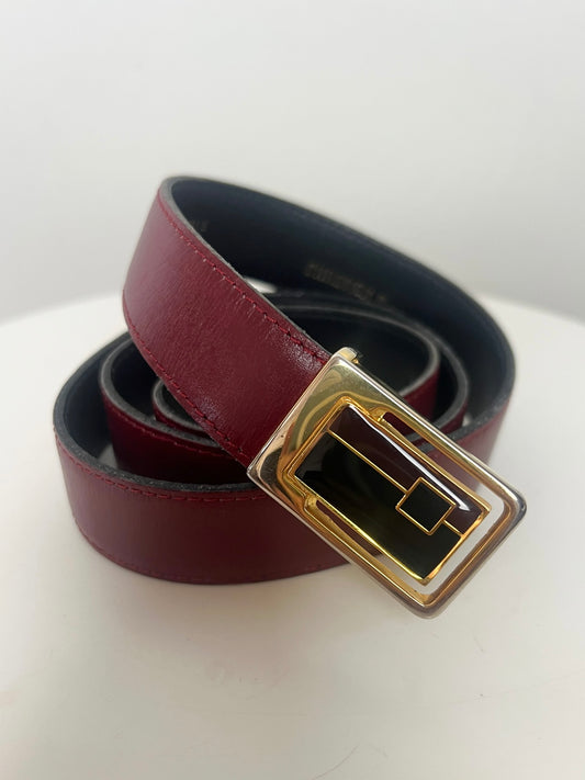 Ceinture Vintage CHRETIEN RUEIL en Cuir de Veau - Bordeaux - T. 85
