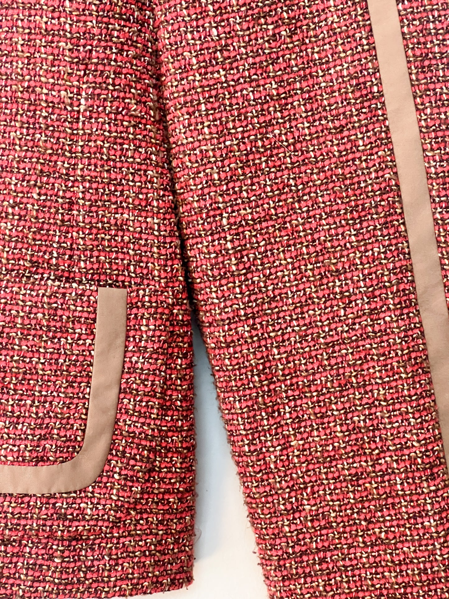 Veste Féraud Vintage Tweed - Laine Vierge - Marron & Bordeaux - T. 42/44