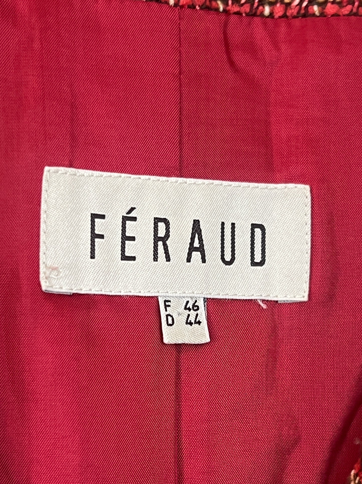 Veste Féraud Vintage Tweed - Laine Vierge - Marron & Bordeaux - T. 42/44