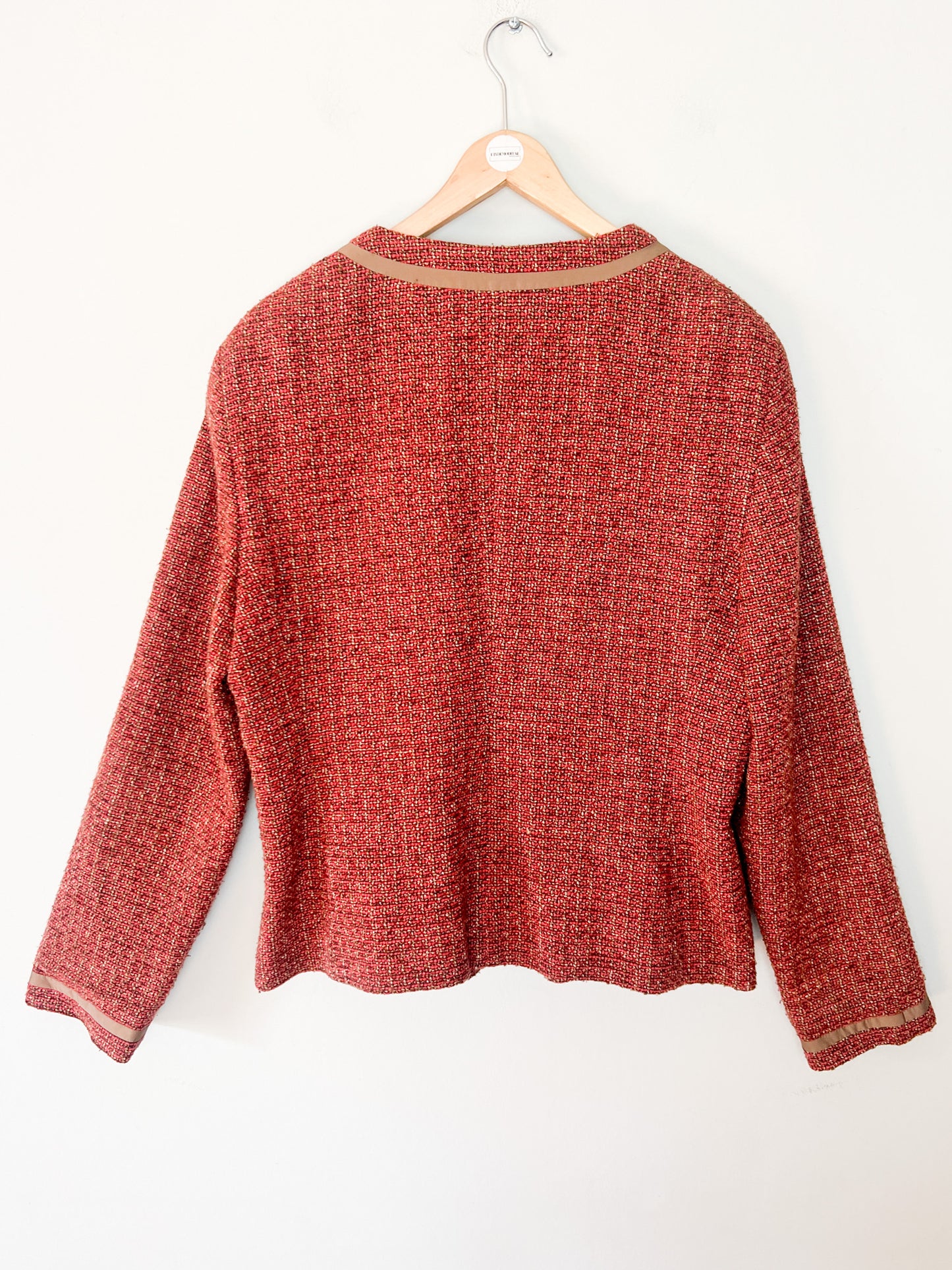 Veste Féraud Vintage Tweed - Laine Vierge - Marron & Bordeaux - T. 42/44