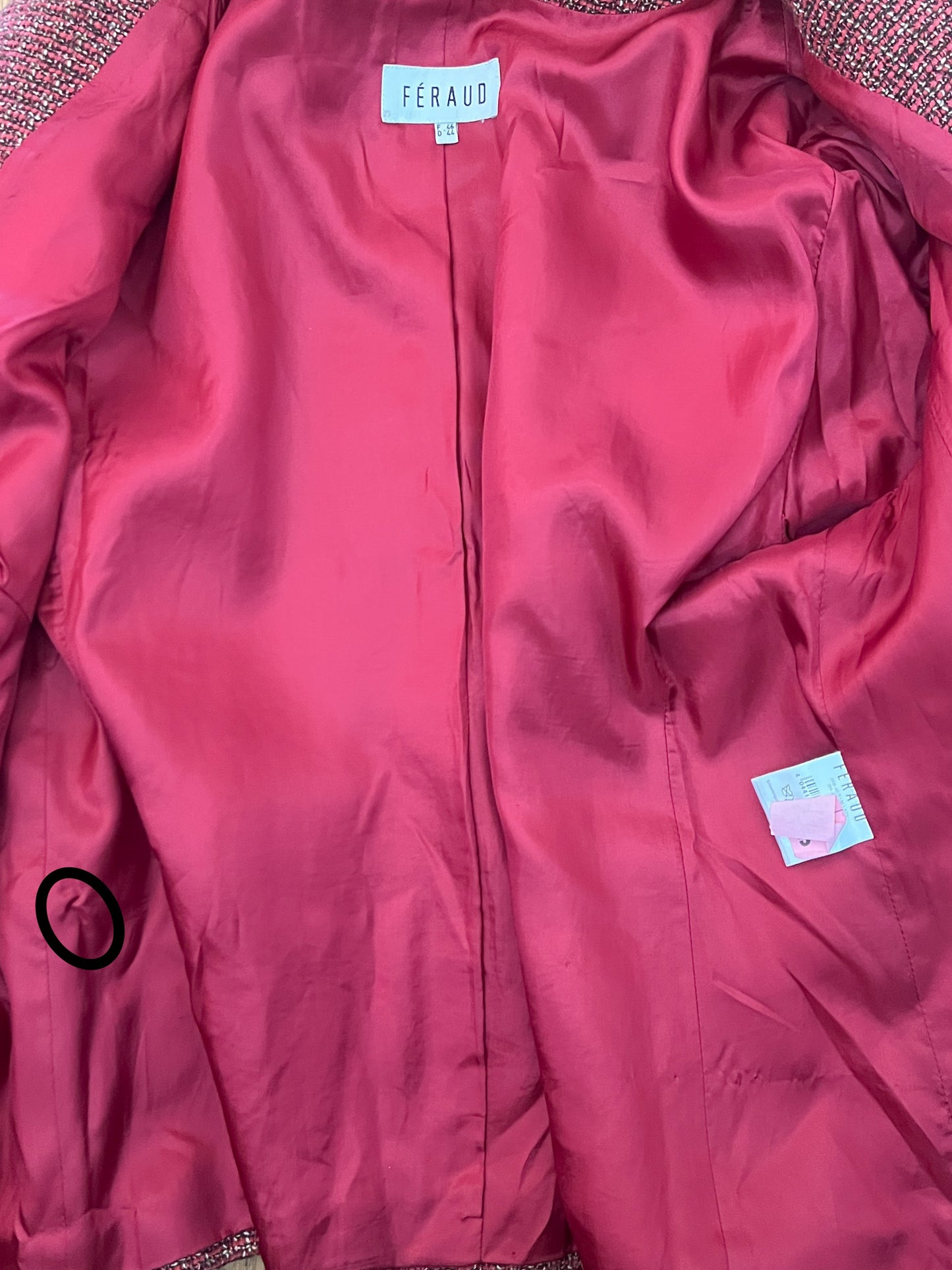 Veste Féraud Vintage Tweed - Laine Vierge - Marron & Bordeaux - T. 42/44