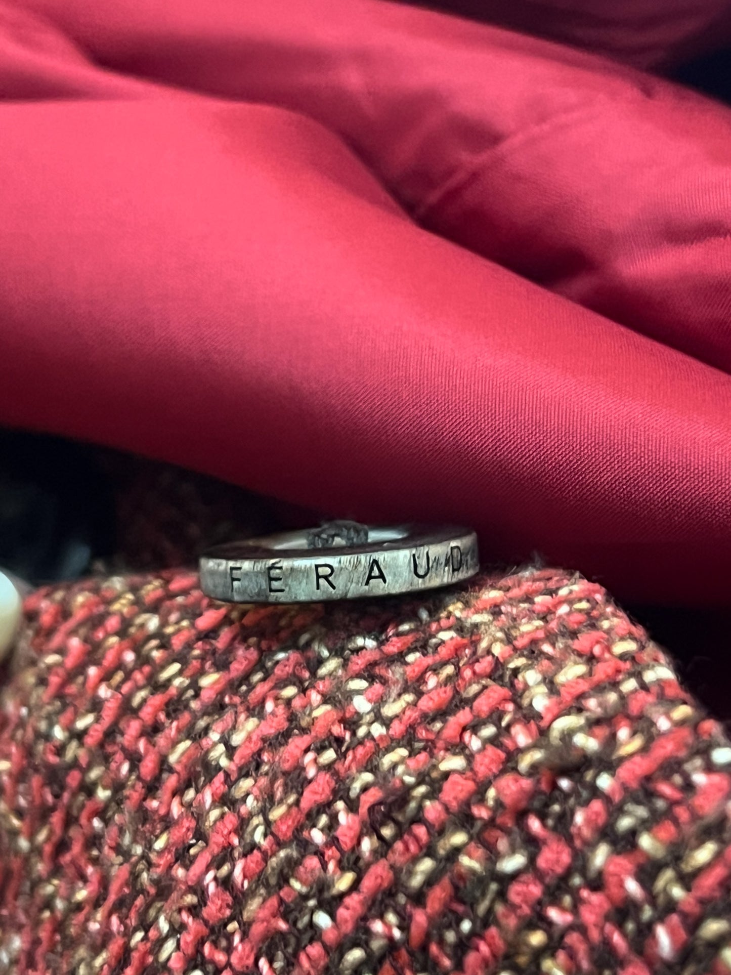 Veste Féraud Vintage Tweed - Laine Vierge - Marron & Bordeaux - T. 42/44