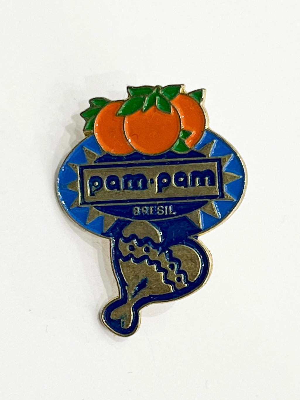 Pin's publicitaire vintage années 80 90 Pam Pam Brésil jus d'orange et restauration