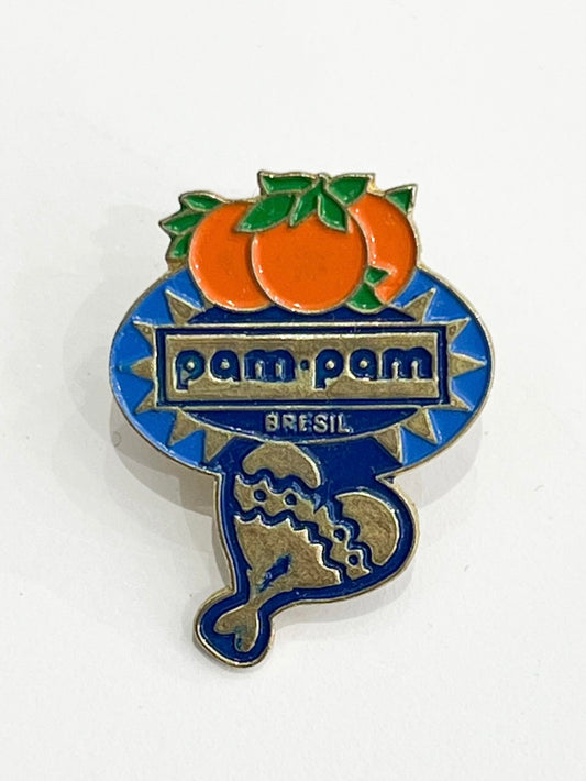 Pin's publicitaire vintage années 80 90 Pam Pam Brésil jus d'orange et restauration
