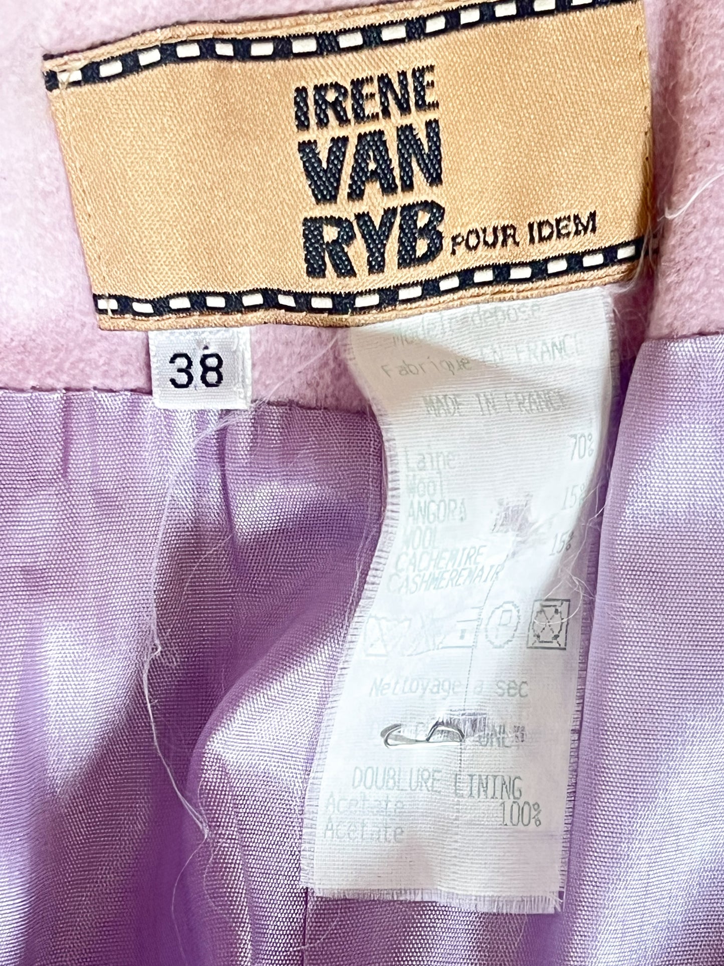 Veste Vintage Irene Van Ryb - Laine, Angora & Cachemire - Rose/Lila - T. 38