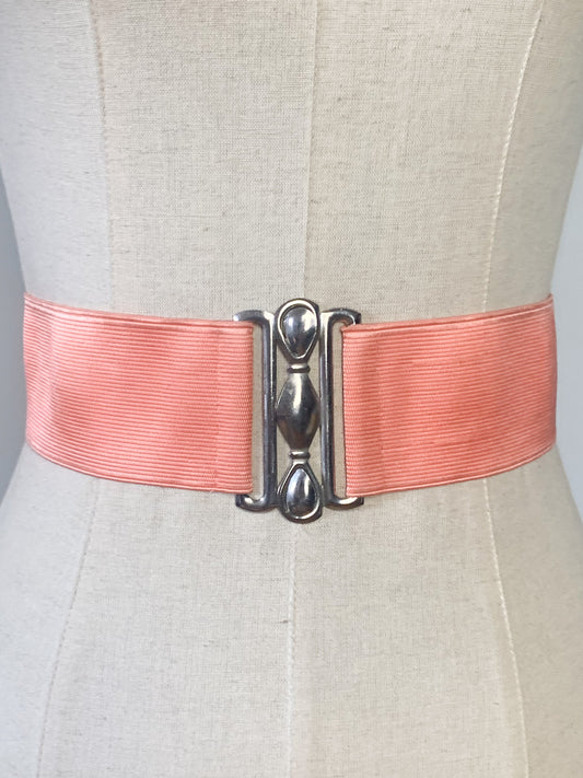 Ceinture large élastique couleur saumon vintage