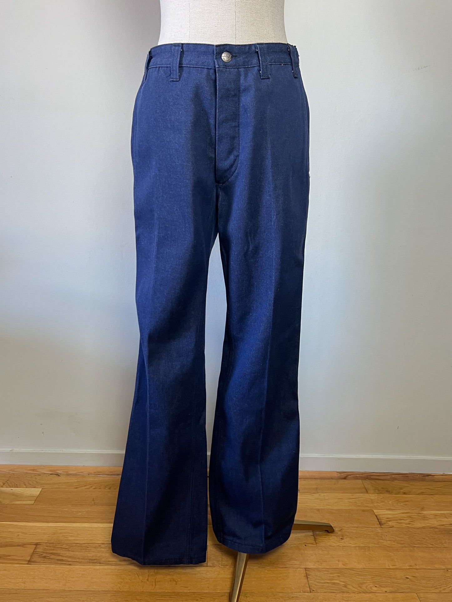 Pantalon Workwear Vintage Indigo Tergal - Fabriqué en France - Années 70/80 - T. 36/38