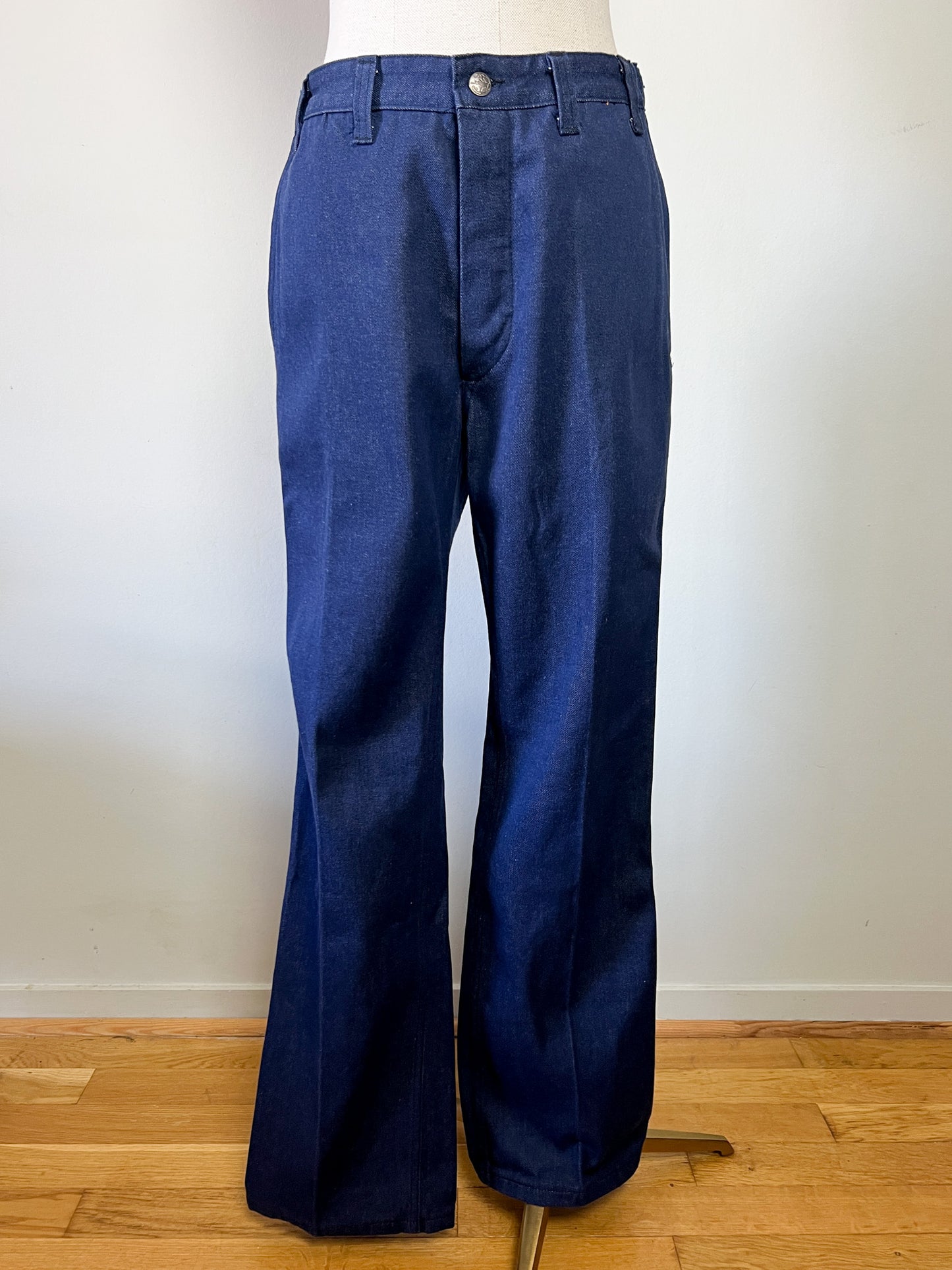 Pantalon Workwear Vintage Indigo Tergal - Fabriqué en France - Années 70/80 - T. 36/38