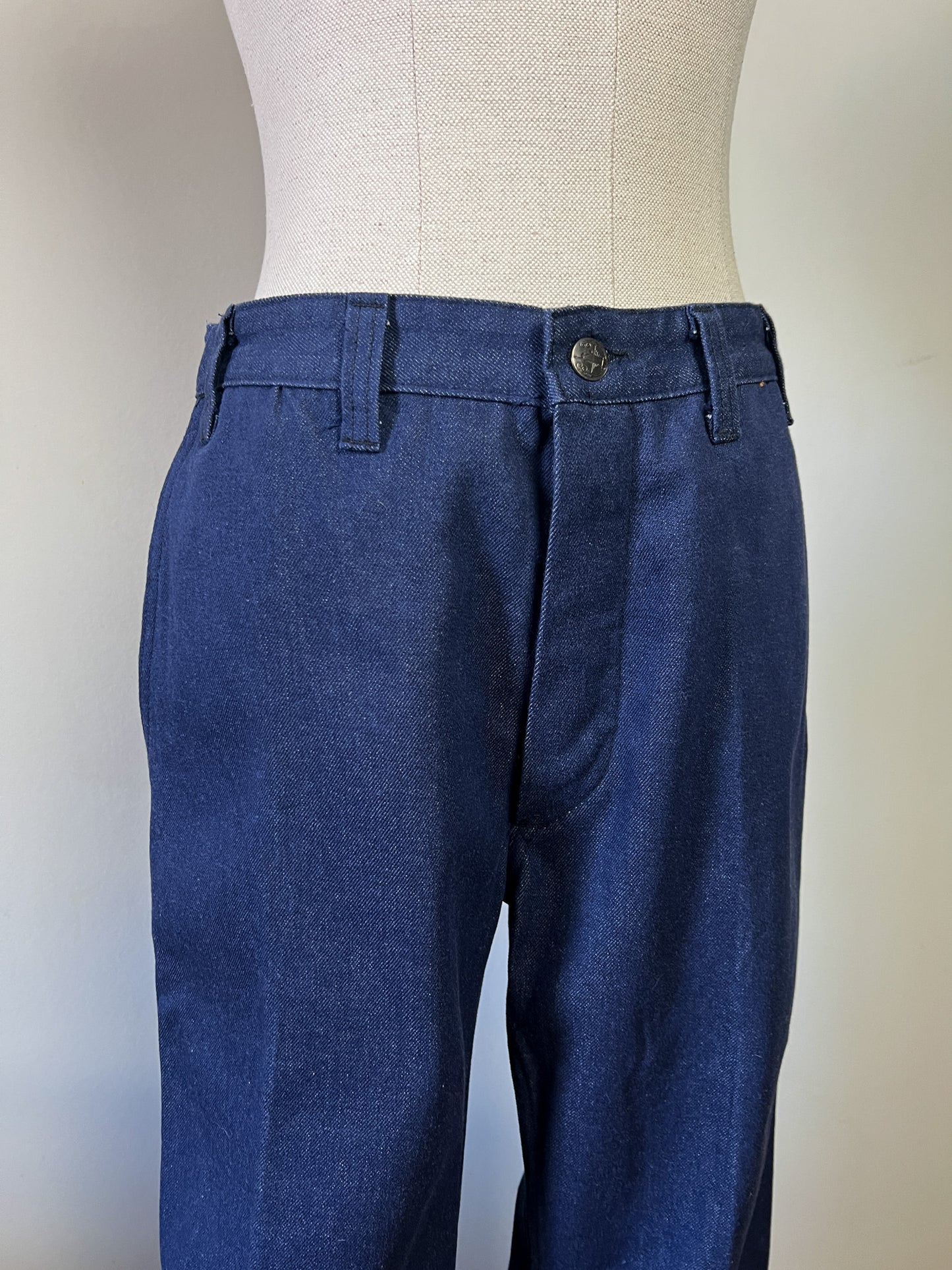 Pantalon Workwear Vintage Indigo Tergal - Fabriqué en France - Années 70/80 - T. 36/38