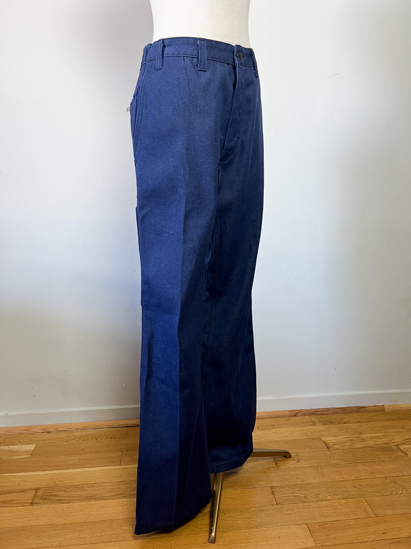 Pantalon Workwear Vintage Indigo Tergal - Fabriqué en France - Années 70/80 - T. 36/38