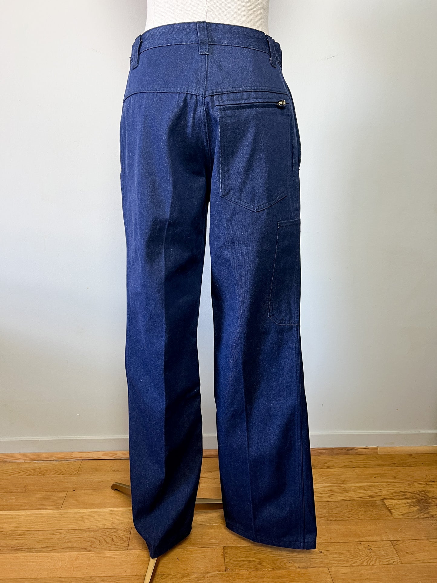 Pantalon Workwear Vintage Indigo Tergal - Fabriqué en France - Années 70/80 - T. 36/38
