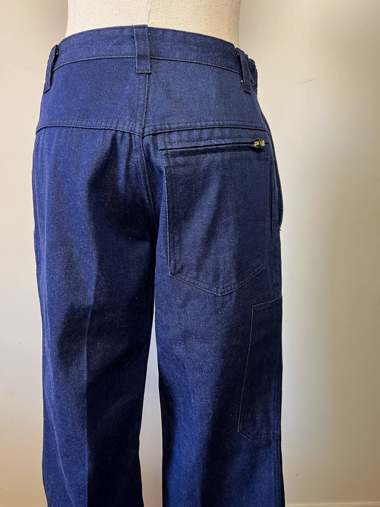 Pantalon Workwear Vintage Indigo Tergal - Fabriqué en France - Années 70/80 - T. 36/38