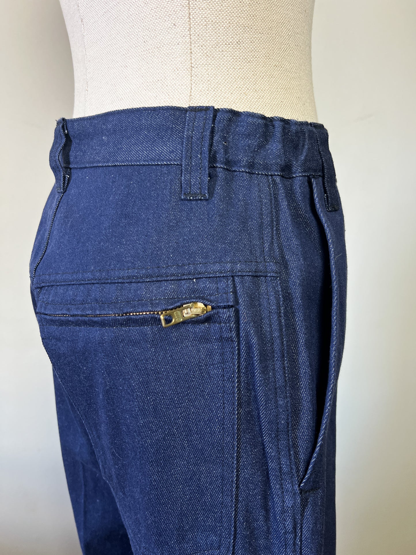 Pantalon Workwear Vintage Indigo Tergal - Fabriqué en France - Années 70/80 - T. 36/38