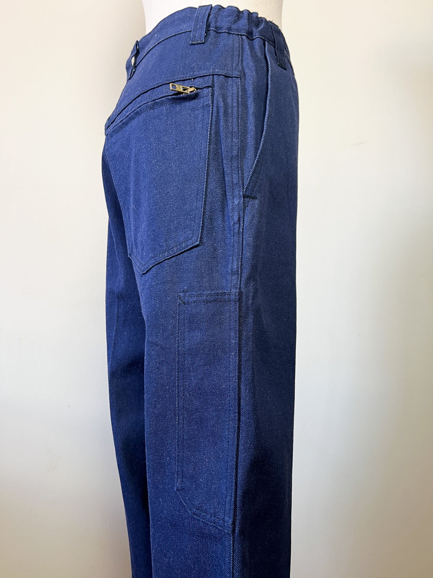 Pantalon Workwear Vintage Indigo Tergal - Fabriqué en France - Années 70/80 - T. 36/38