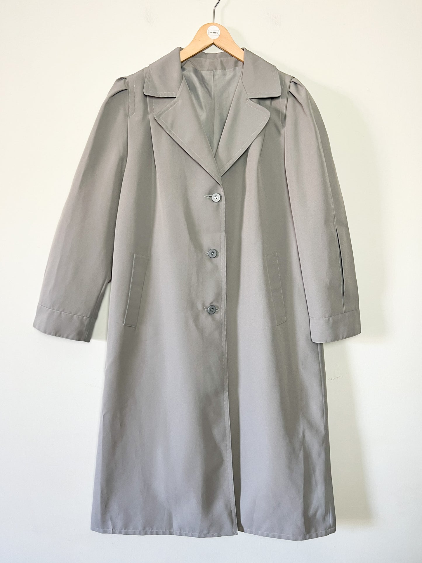 Trench Long Vintage Années 80 - Gris Perle - Made in France - T. 40/42