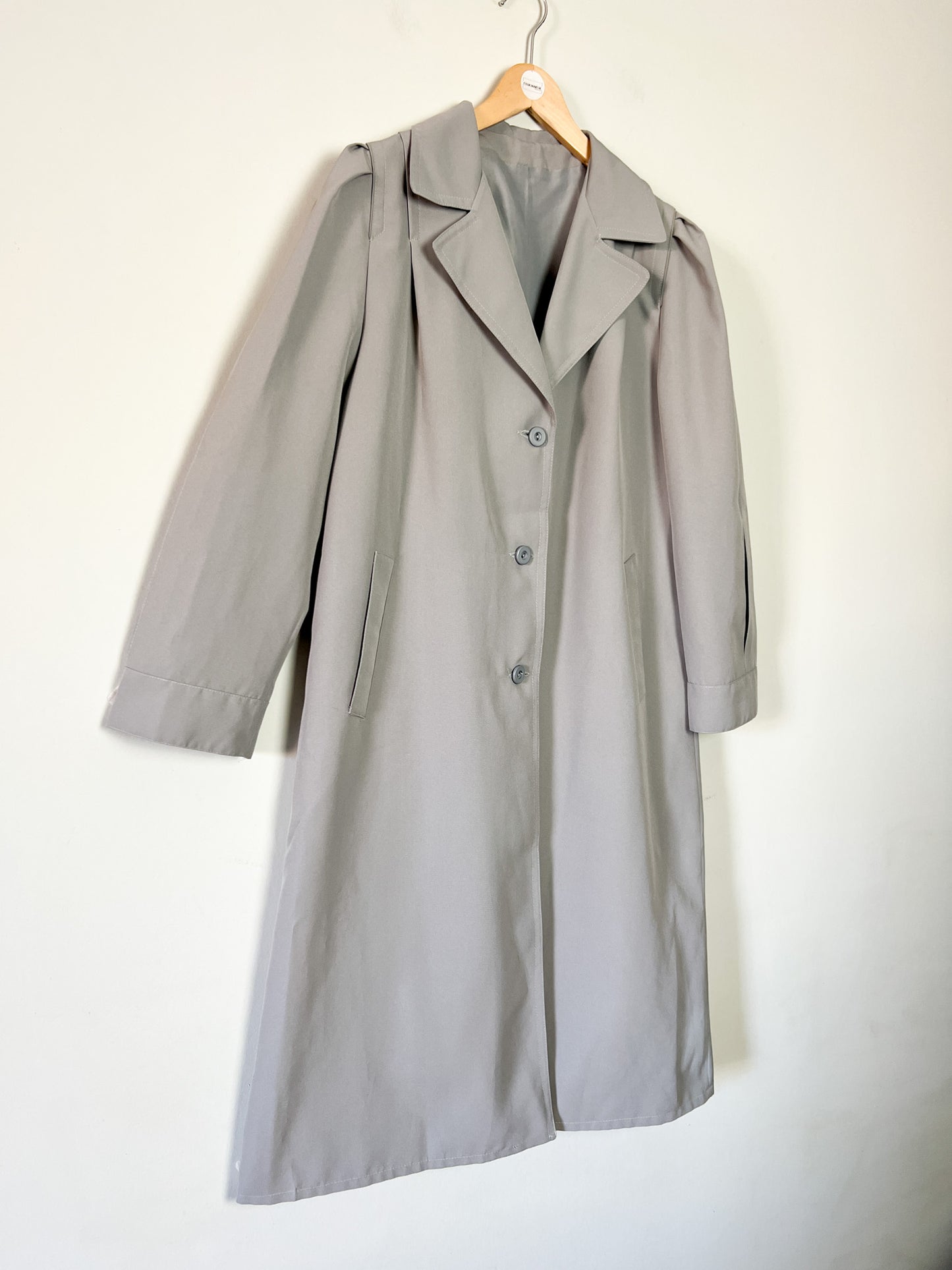 Trench Long Vintage Années 80 - Gris Perle - Made in France - T. 40/42