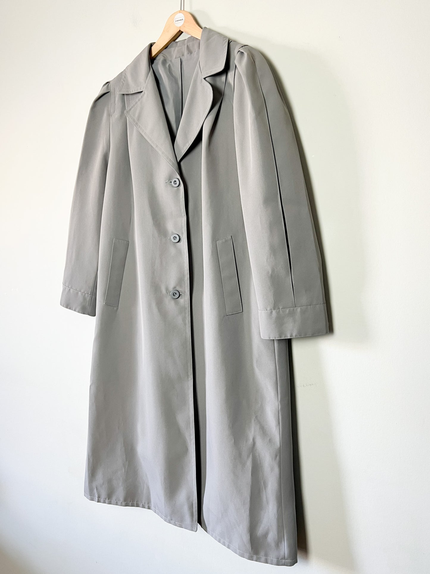 Trench Long Vintage Années 80 - Gris Perle - Made in France - T. 40/42