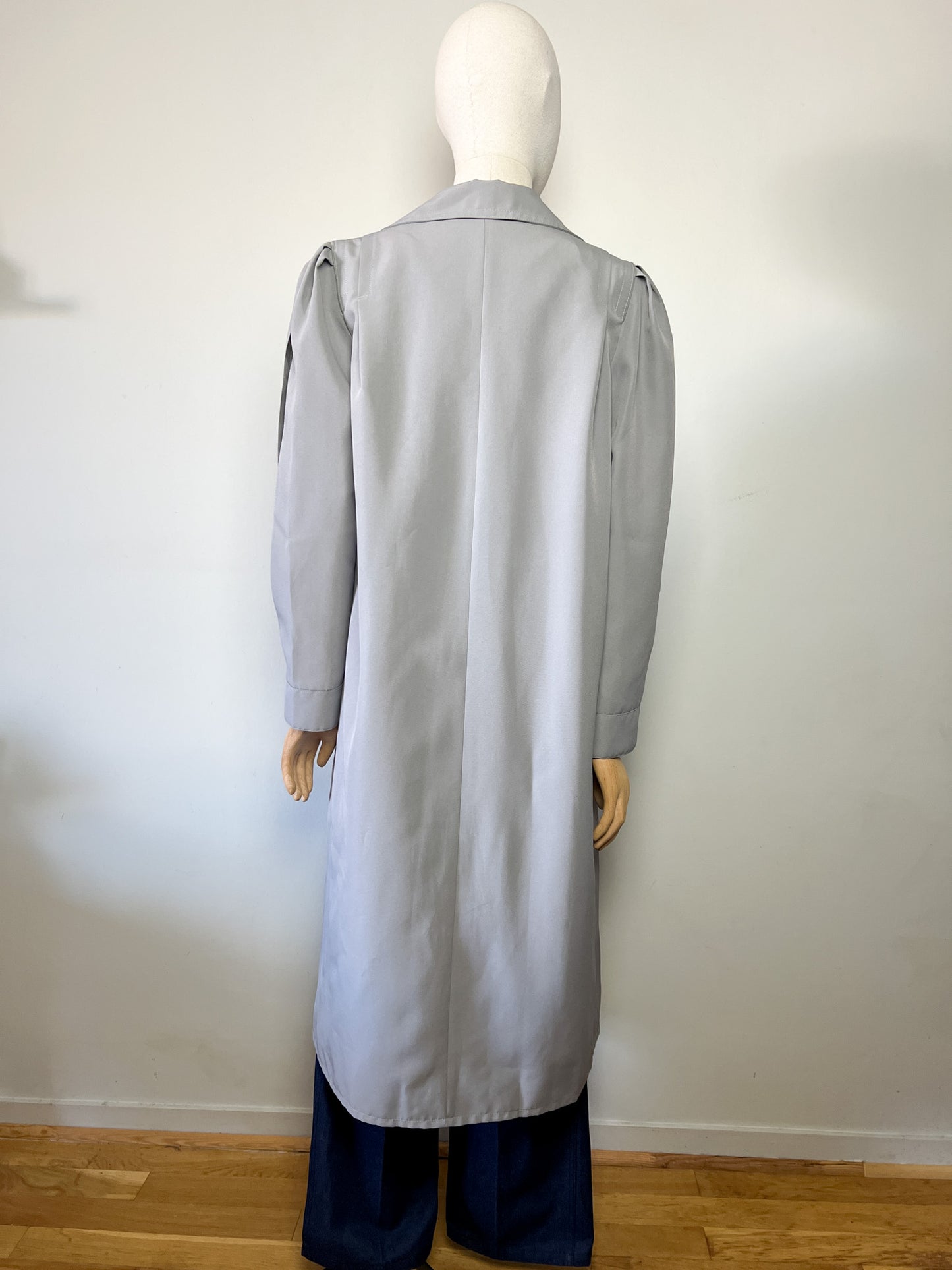 Trench Long Vintage Années 80 - Gris Perle - Made in France - T. 40/42