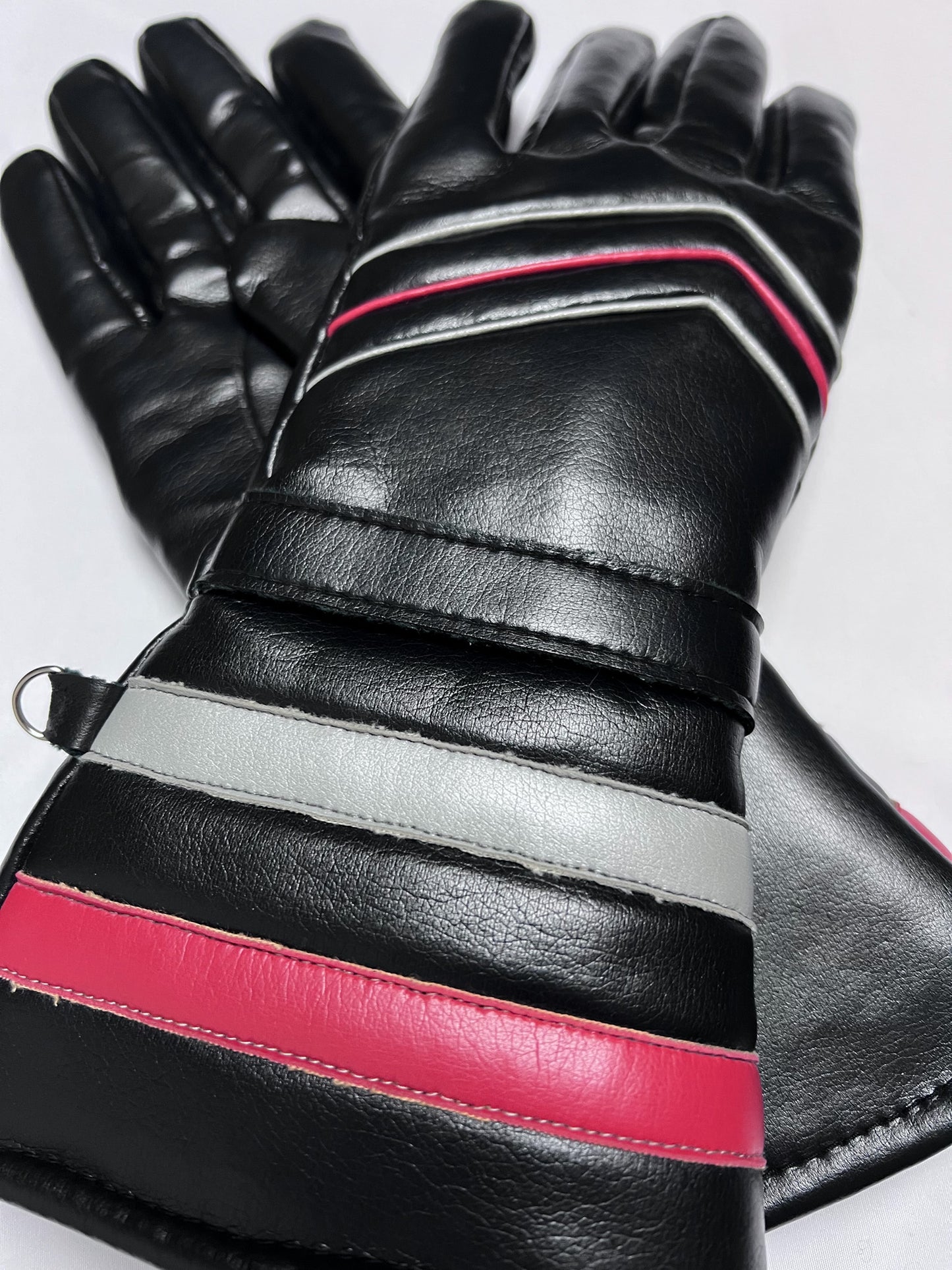 Gants Vintage Années 80 90 Sport Chic - Noir, Gris & Rouge - Doublés & Chauds - TS/M