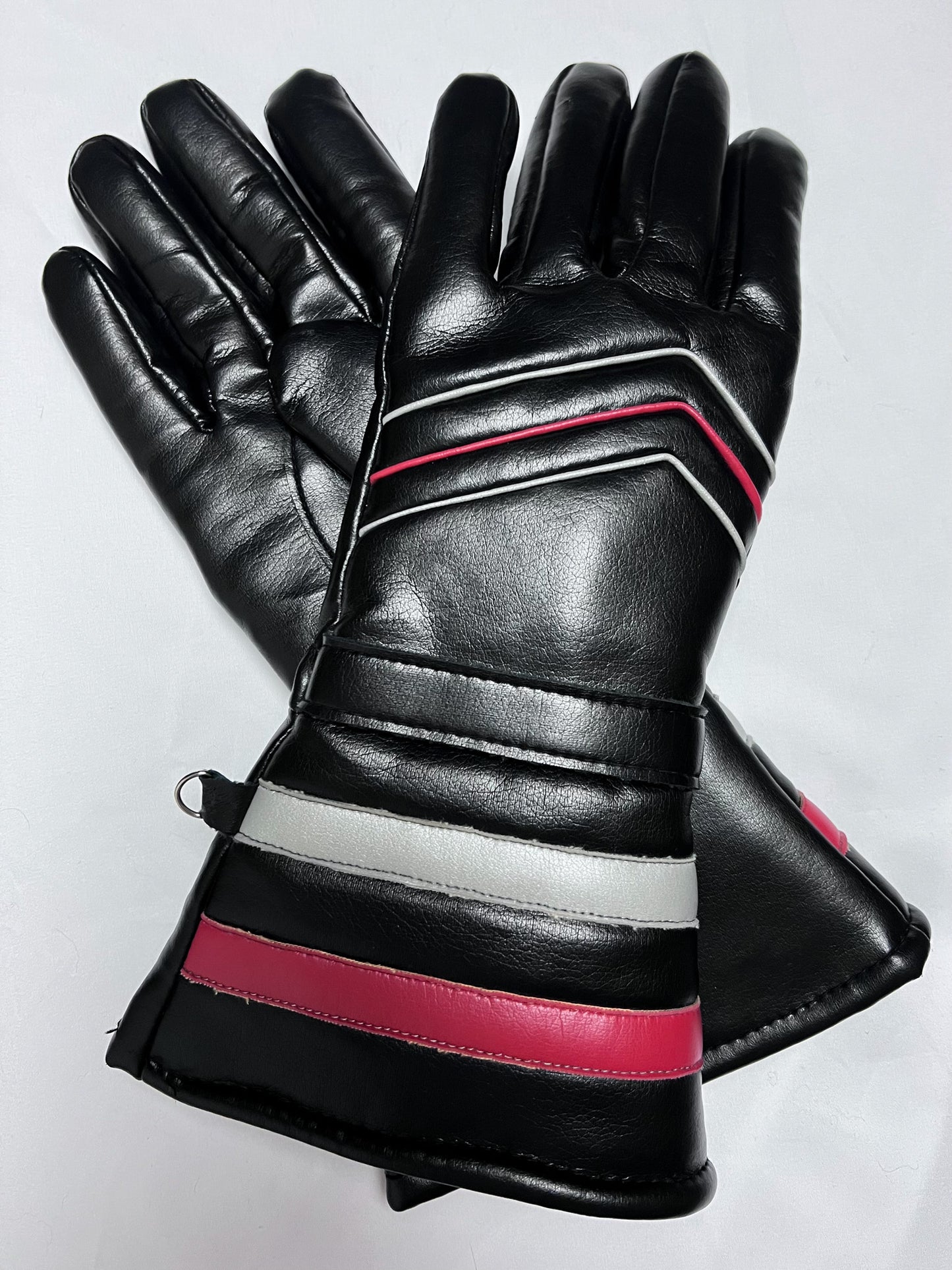 Gants Vintage Années 80 90 Sport Chic - Noir, Gris & Rouge - Doublés & Chauds - TS/M