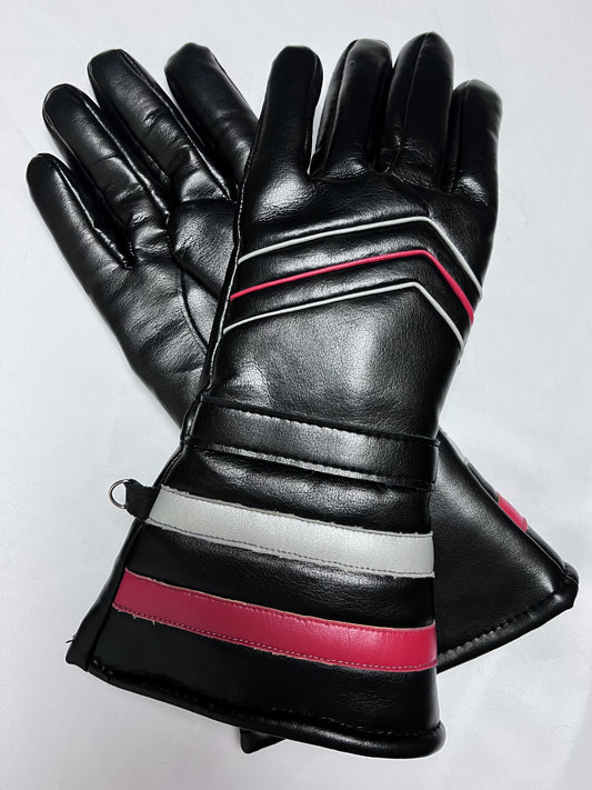 Gants Vintage Années 80 90 Sport Chic - Noir, Gris & Rouge - Doublés & Chauds - TS/M