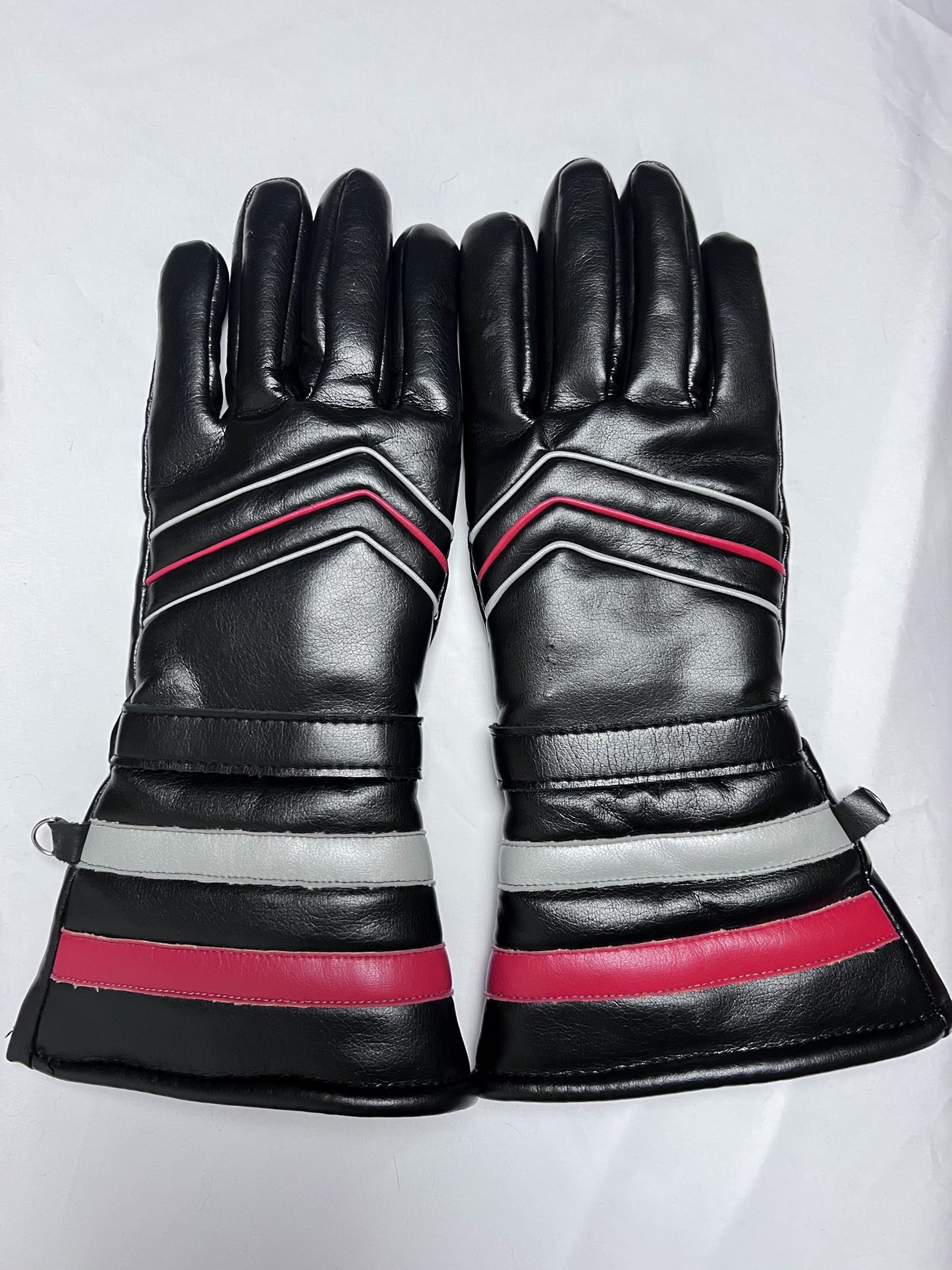 Gants Vintage Années 80 90 Sport Chic - Noir, Gris & Rouge - Doublés & Chauds - TS/M