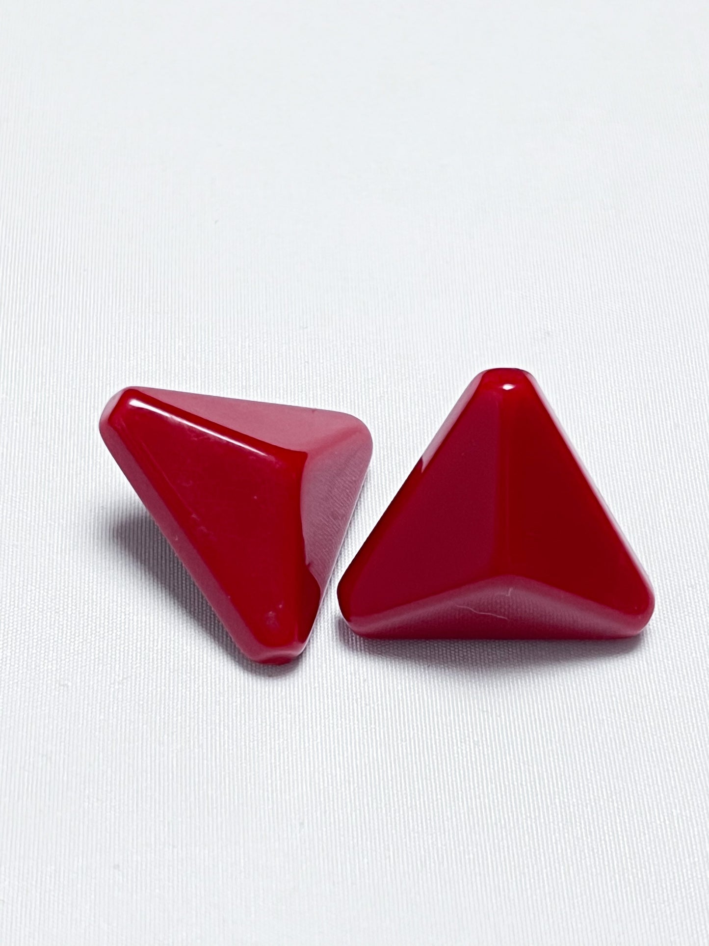 Boucles d'Oreilles Clips Triangles Rouges Vintage Années 80