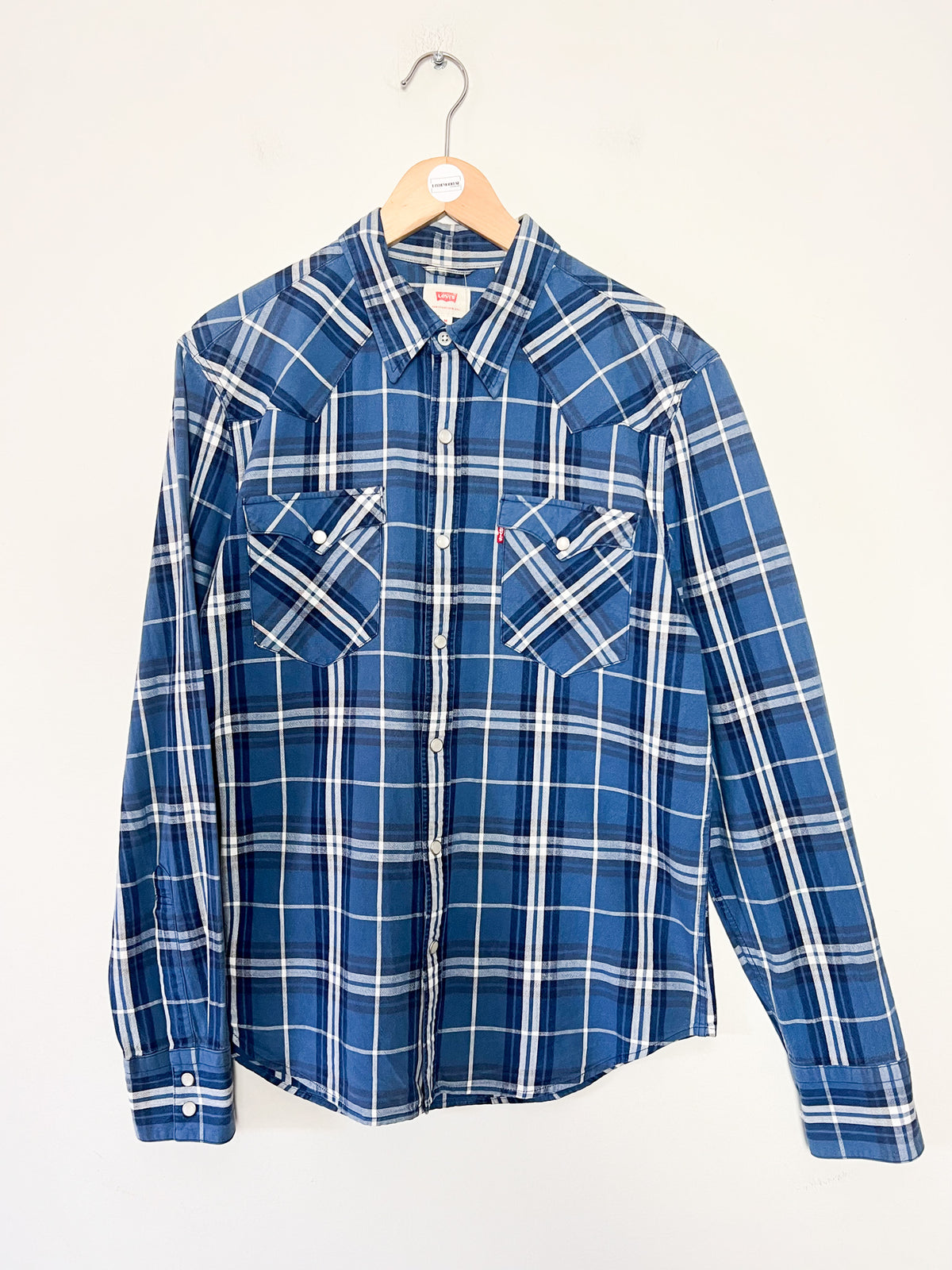 Chemise / Surchemise Levi's western à carreaux bleus — Boutons pression nacrés TM