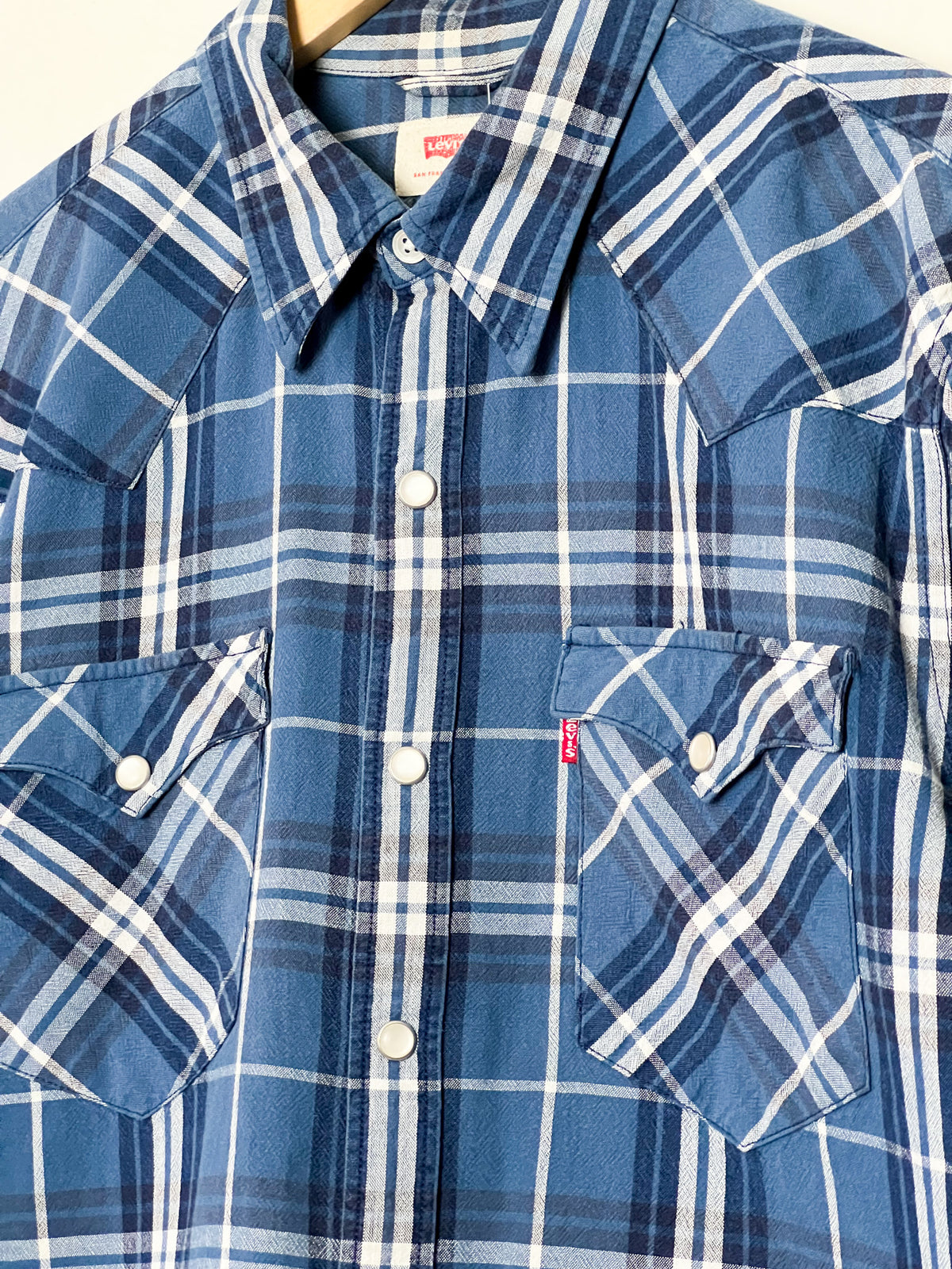 Chemise / Surchemise Levi's western à carreaux bleus — Boutons pression nacrés TM