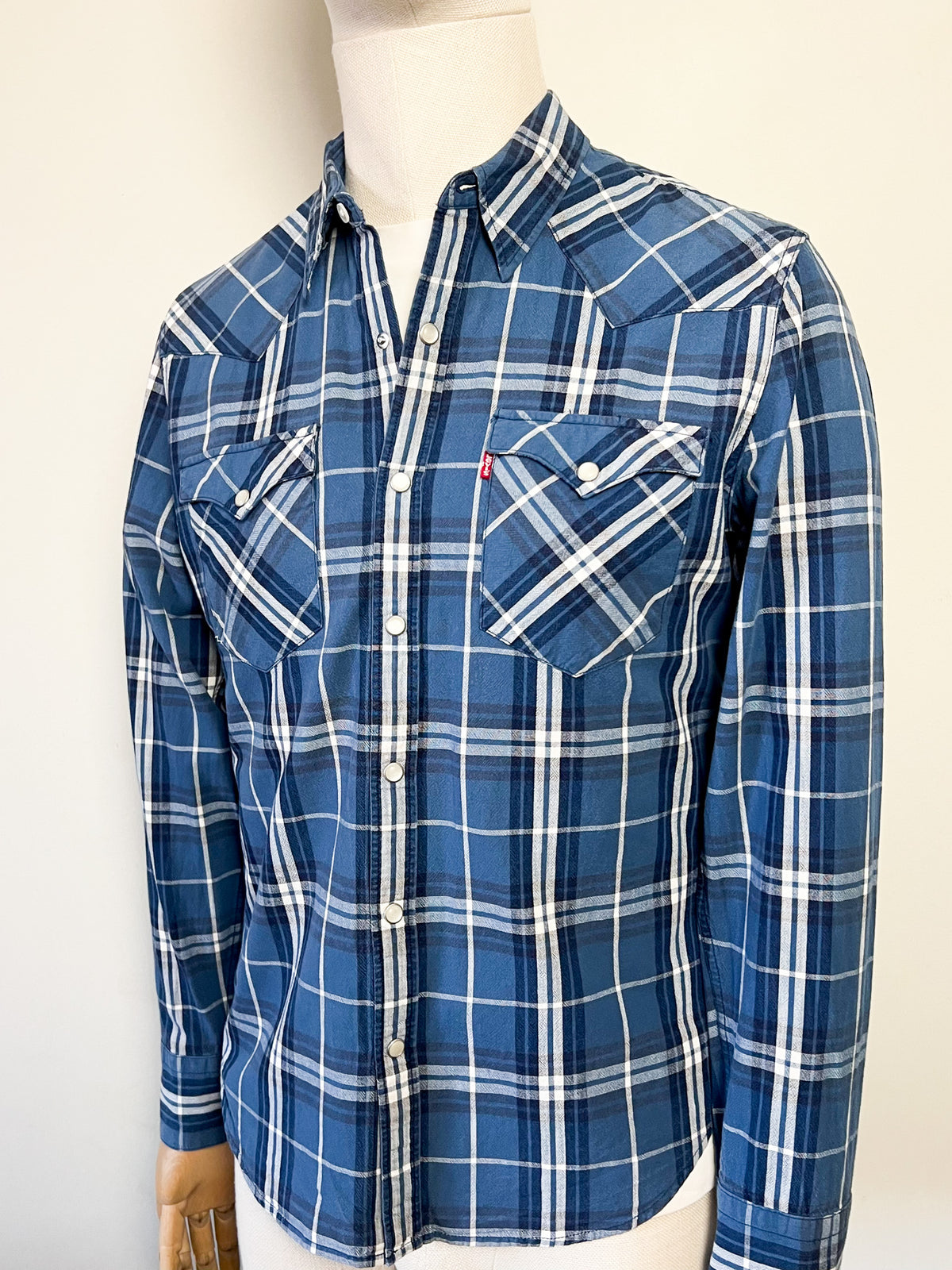 Chemise / Surchemise Levi's western à carreaux bleus — Boutons pression nacrés TM