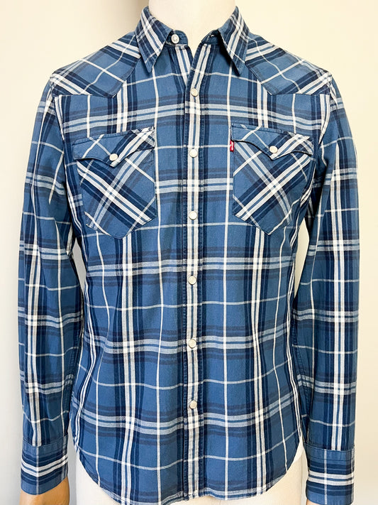 Chemise / Surchemise Levi's western à carreaux bleus — Boutons pression nacrés TM