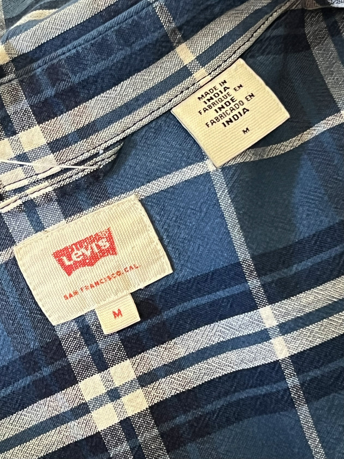 Chemise / Surchemise Levi's western à carreaux bleus — Boutons pression nacrés TM