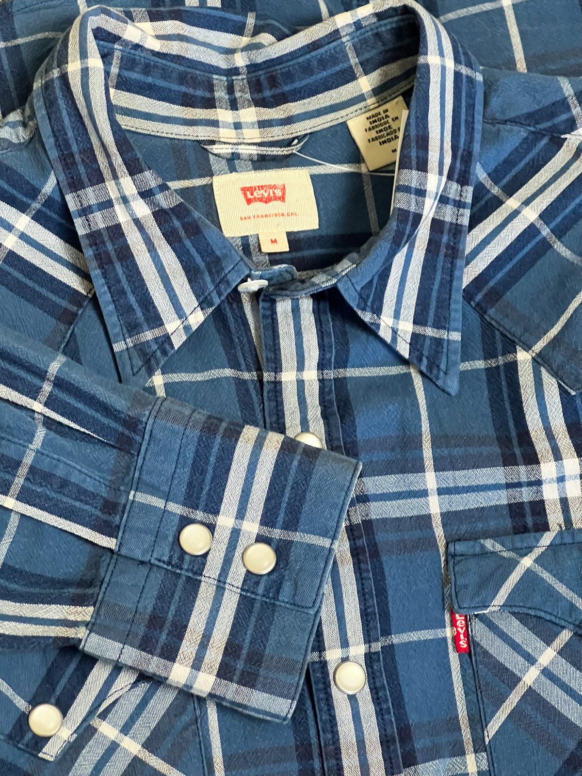 Chemise / Surchemise Levi's western à carreaux bleus — Boutons pression nacrés TM