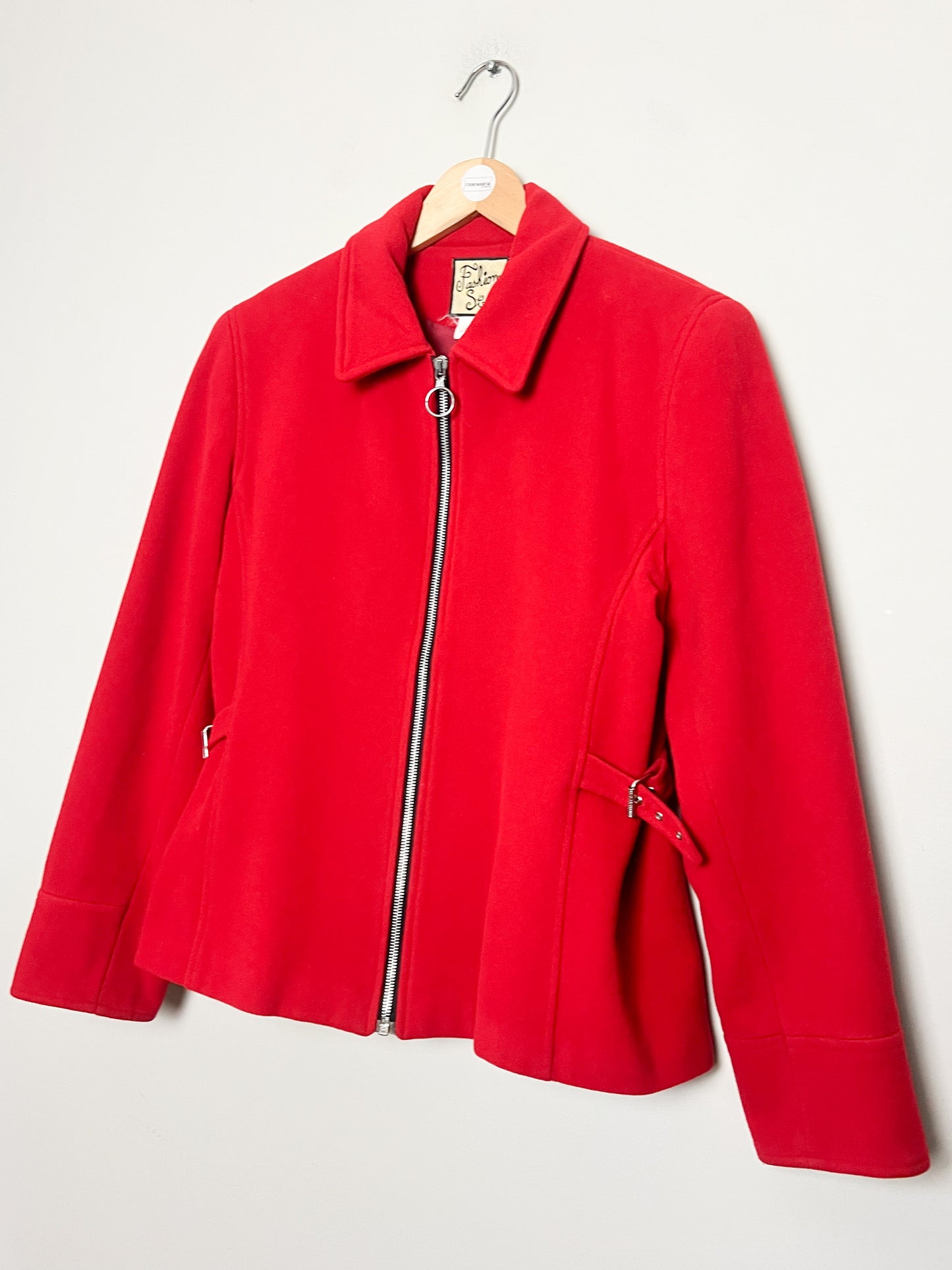 Veste Courte Laine Rouge Vintage Années 90 - Coupe Cintrée- Fashion Studio - T40/42