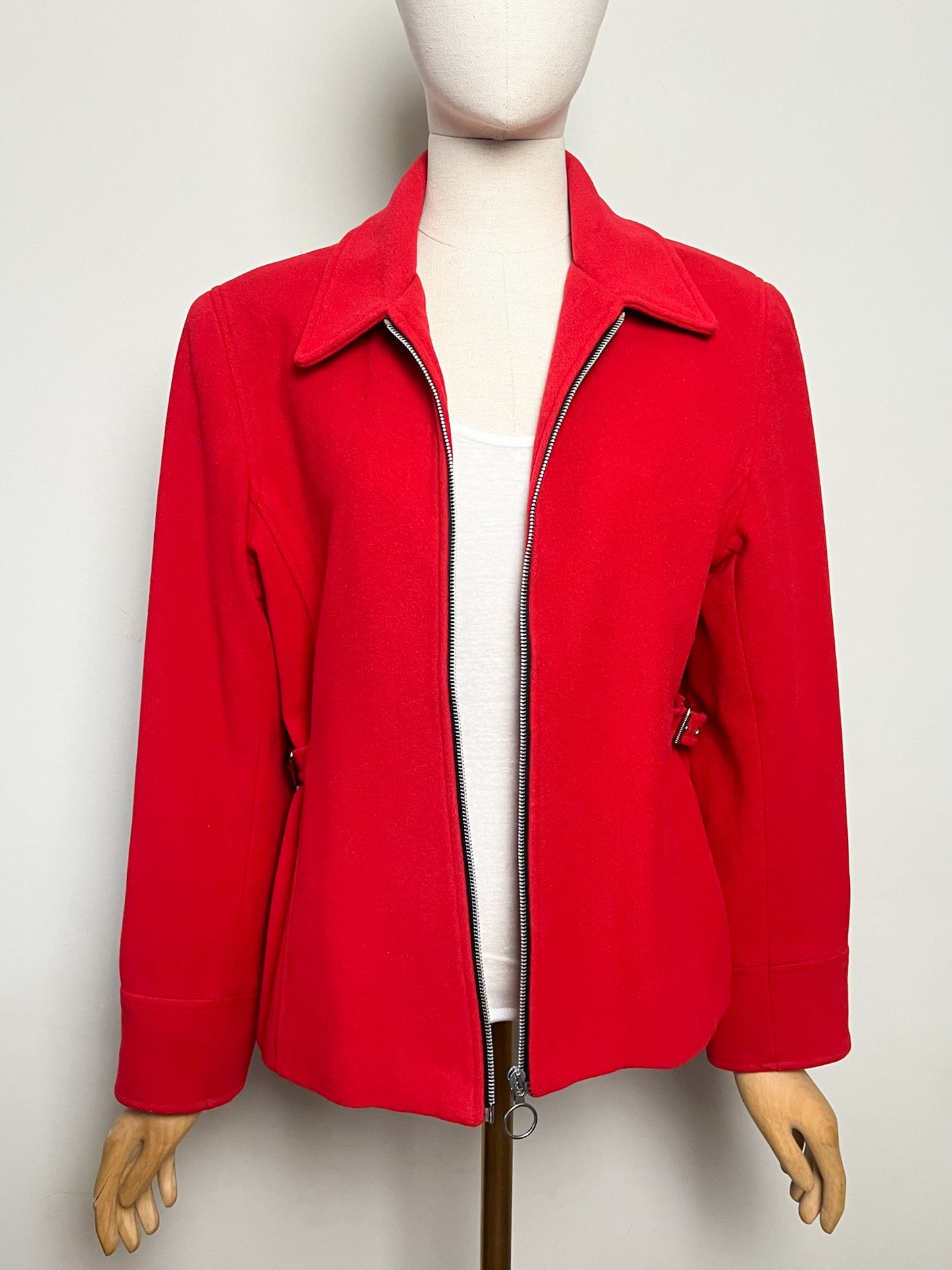 Veste Courte Laine Rouge Vintage Années 90 - Coupe Cintrée- Fashion Studio - T40/42