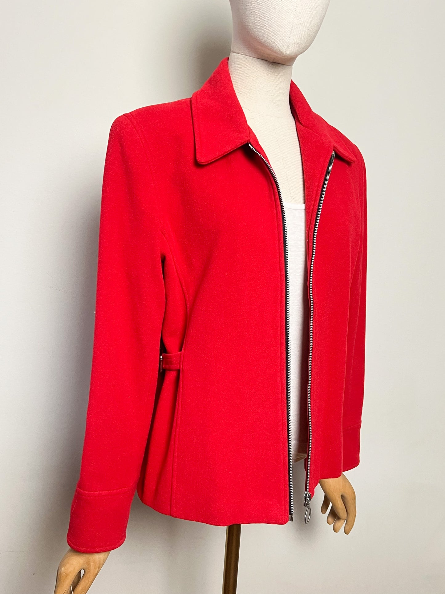 Veste Courte Laine Rouge Vintage Années 90 - Coupe Cintrée- Fashion Studio - T40/42