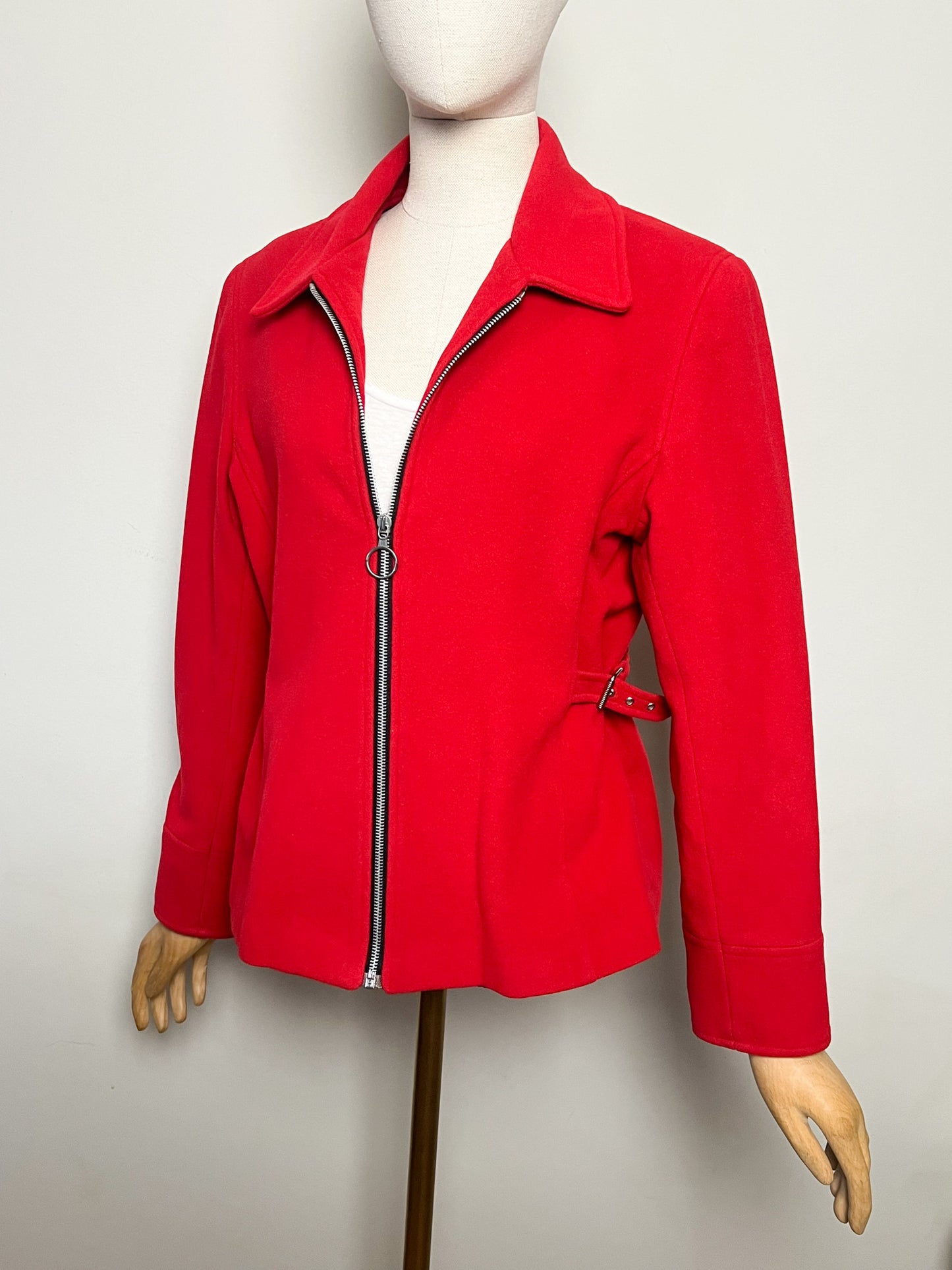 Veste Courte Laine Rouge Vintage Années 90 - Coupe Cintrée- Fashion Studio - T40/42