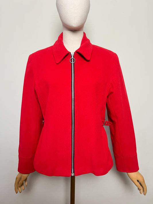 Veste Courte Laine Rouge Vintage Années 90 - Coupe Cintrée- Fashion Studio - T40/42